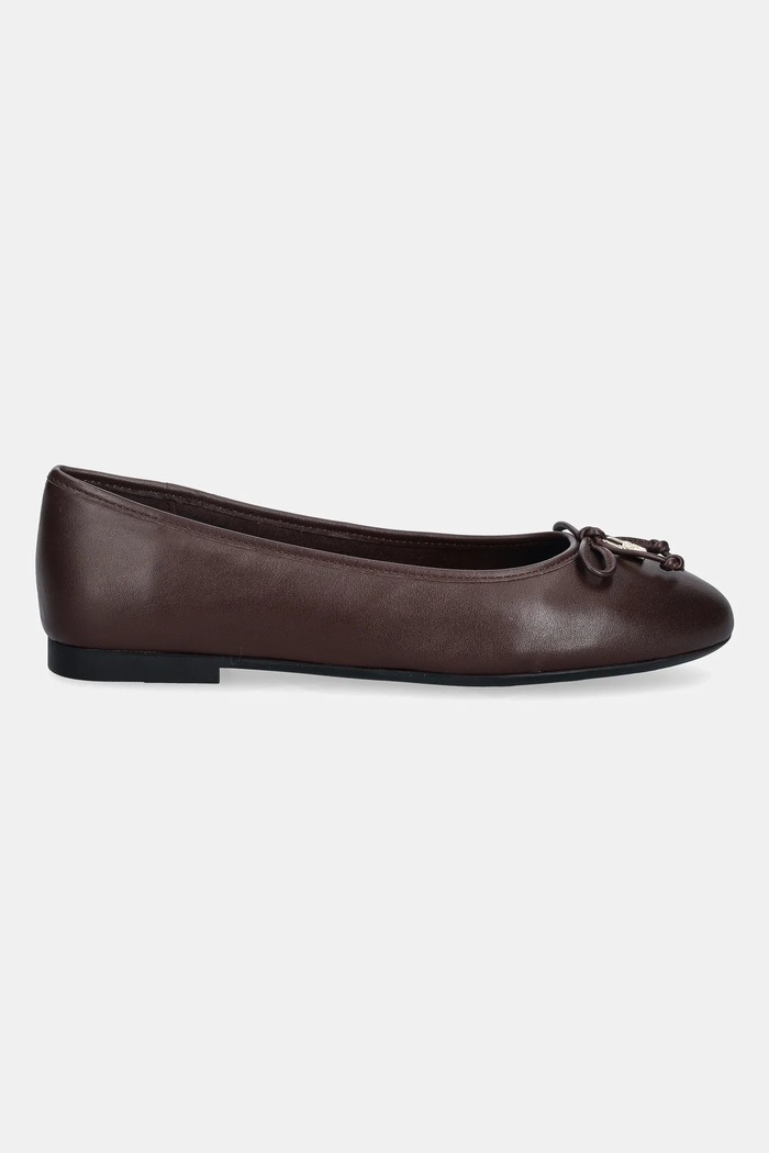 Tommy Hilfiger baleriny skórzane HILFIGER SMOOTH LTHR BALLET FW0FW09006 brązowy SS26