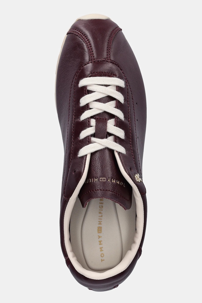 Tommy Hilfiger bőr sportcipő TH LOW PROFILE RUNNER burgundia FW0FW08951
