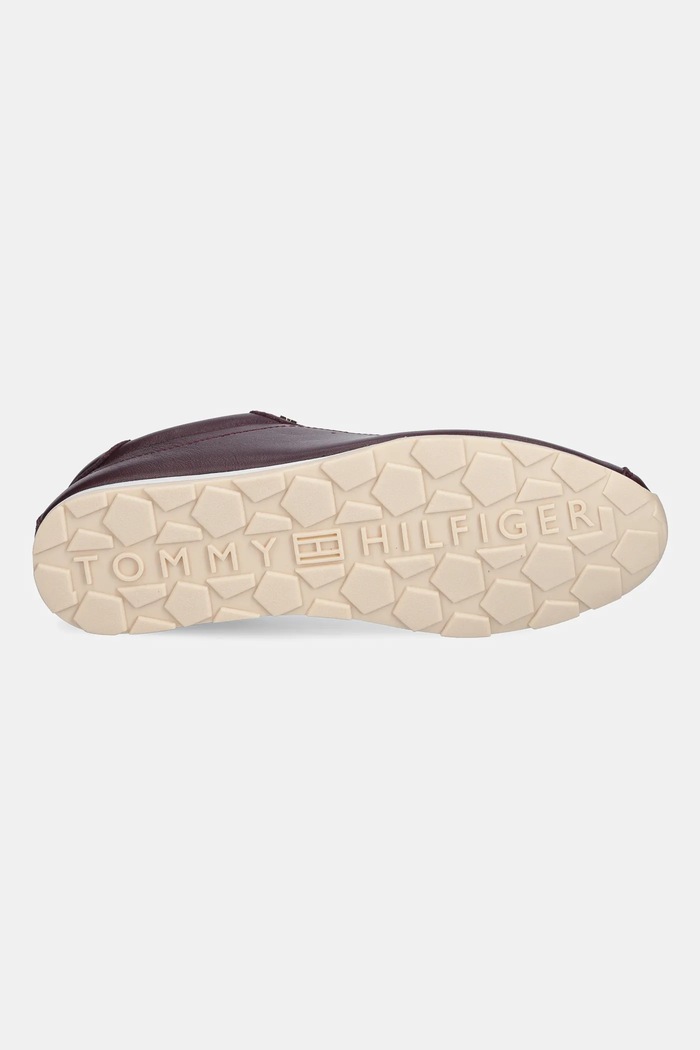 Tommy Hilfiger bőr sportcipő TH LOW PROFILE RUNNER FW0FW08951 burgundia