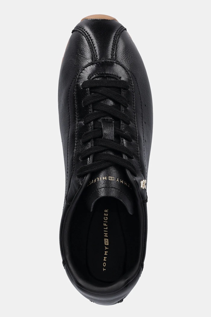 Tommy Hilfiger bőr sportcipő TH LOW PROFILE RUNNER fekete FW0FW08951