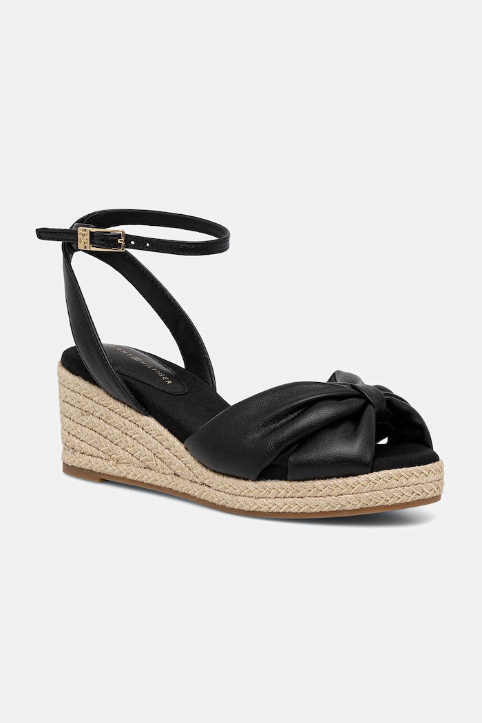 Sandále Tommy Hilfiger TH BOW MID CORK WEDGE klinový čierna FW0FW09010