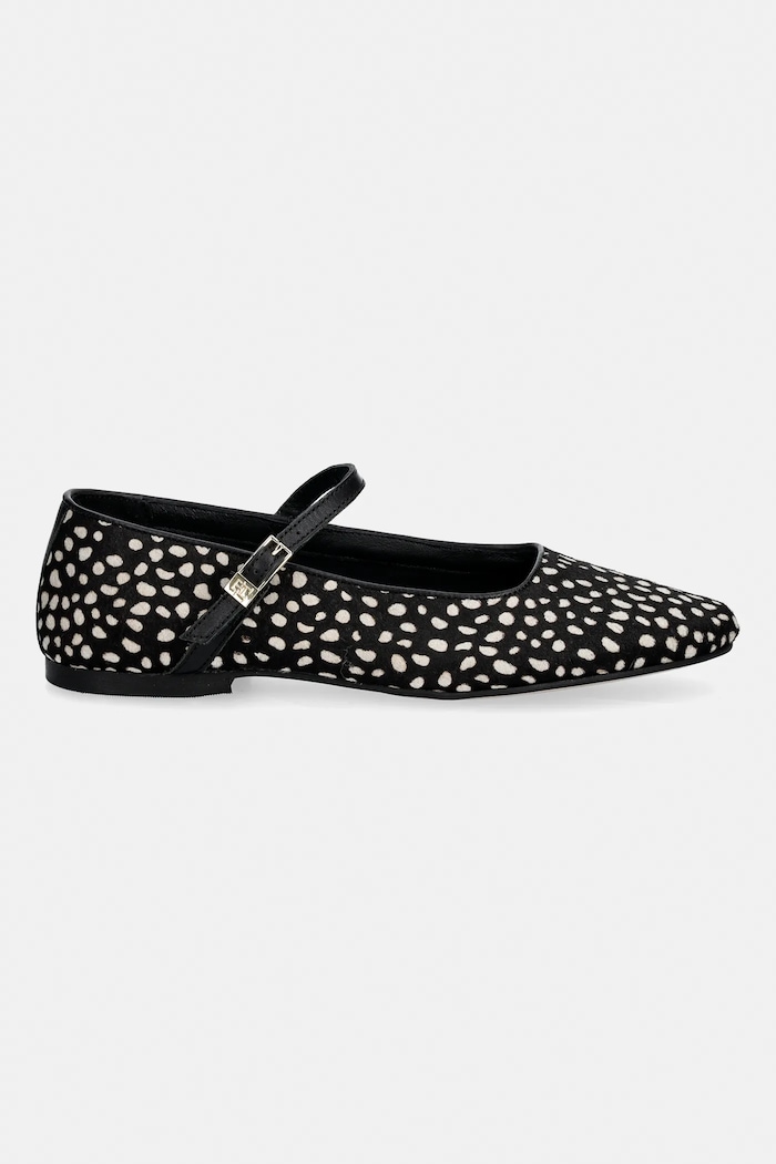 Δερμάτινες μπαλαρίνες Tommy Hilfiger TH BUCKLE CALF HAIR BALLERINAS FW0FW09167 μαύρο SS26
