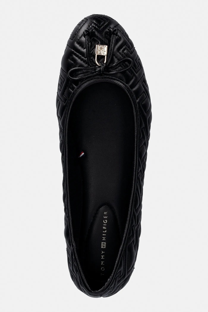 Tommy Hilfiger bőr balerina cipő TH QUILTED BALLERINA fekete FW0FW09264