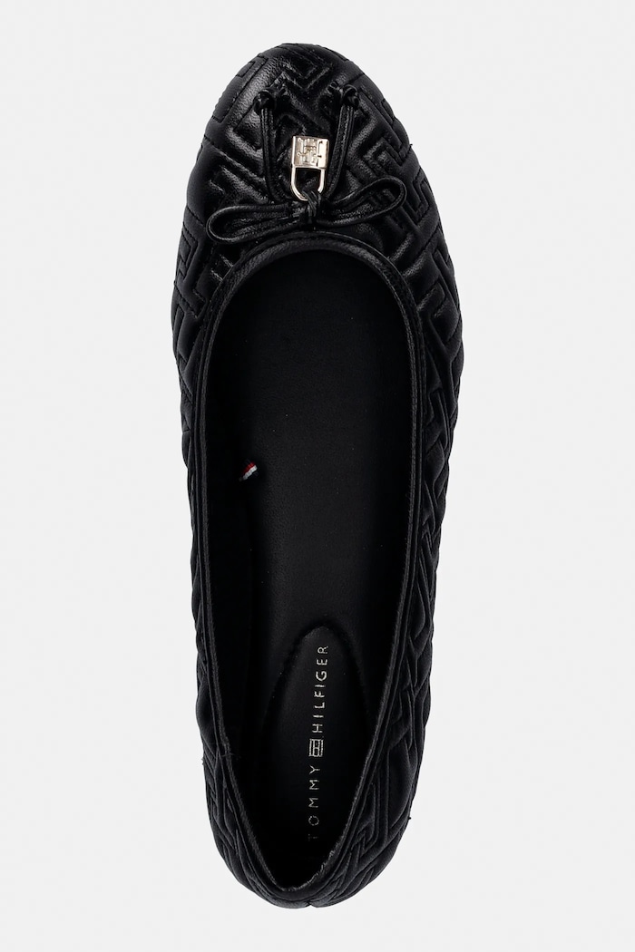 Tommy Hilfiger bőr balerina cipő TH QUILTED BALLERINA fekete FW0FW09264