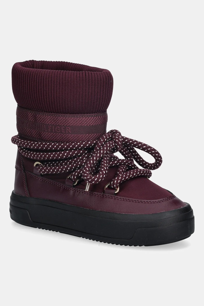 Μπότες χιονιού Tommy Hilfiger SNOW BOOT WATER REPELLENT υφασμάτινο μπορντό FW0FW09260