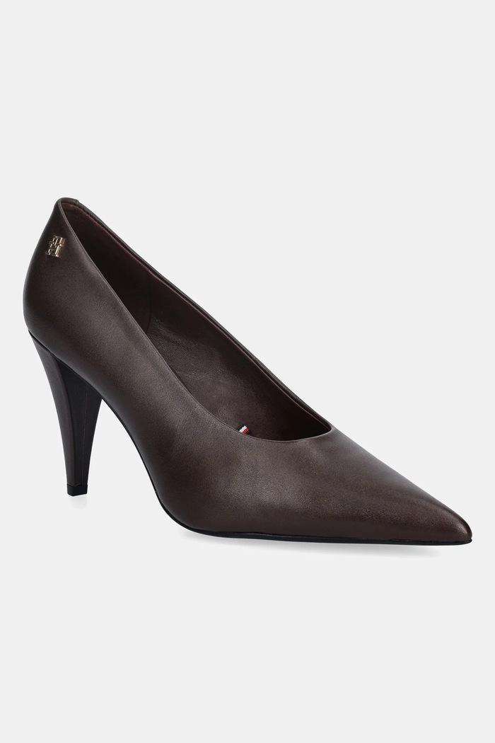Kožené lodičky Tommy Hilfiger TH SMOOTH LEATHER PUMP usňová koža hnedá FW0FW08960