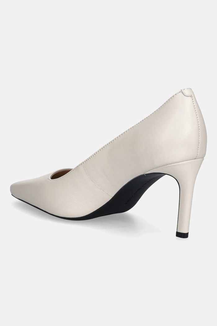 Boty Kožené lodičky Tommy Hilfiger TH LOGO LTH PUMP SLANTED HL FW0FW09008 bílá