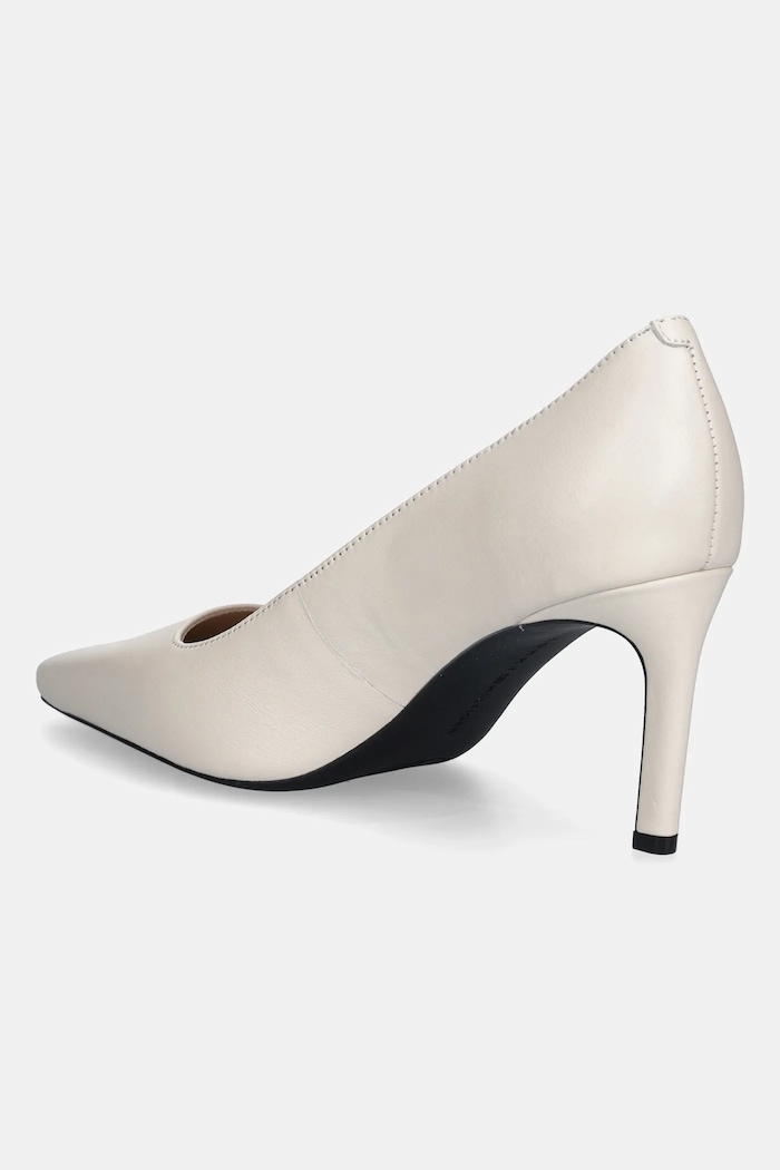 Boty Kožené lodičky Tommy Hilfiger TH LOGO LTH PUMP SLANTED HL FW0FW09008 bílá