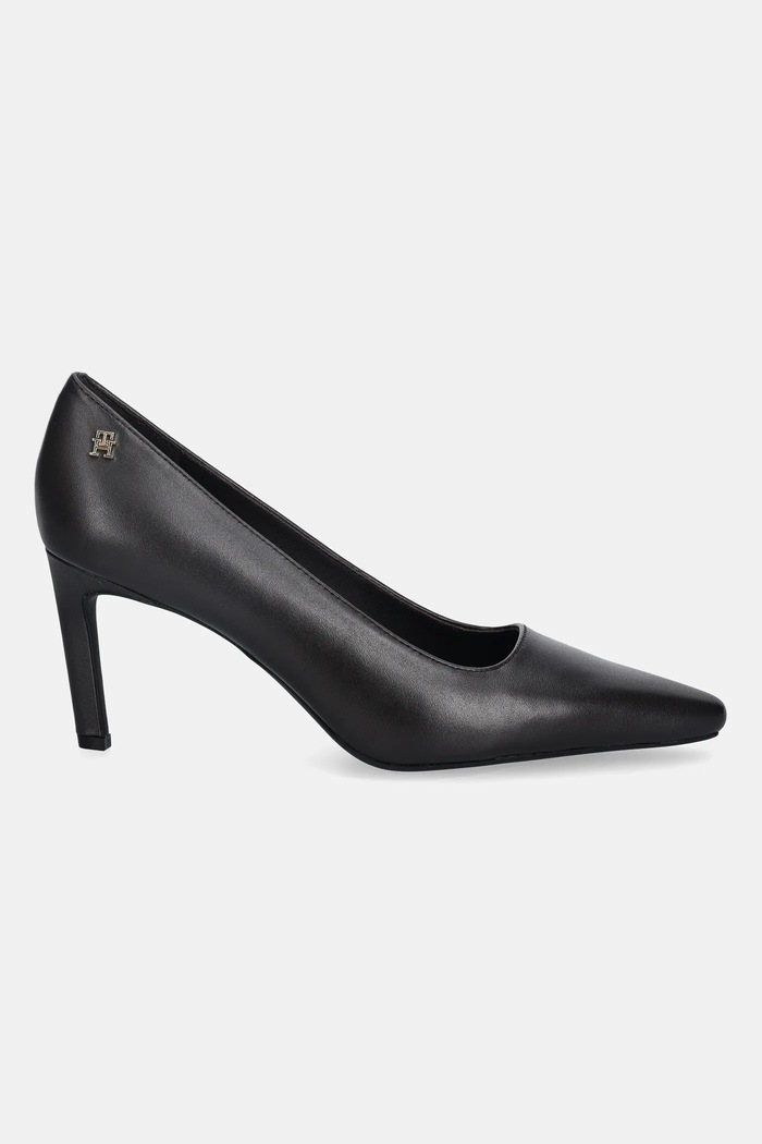 Kožené lodičky Tommy Hilfiger TH LOGO LTH PUMP SLANTED HL FW0FW09008 hnedá SS26