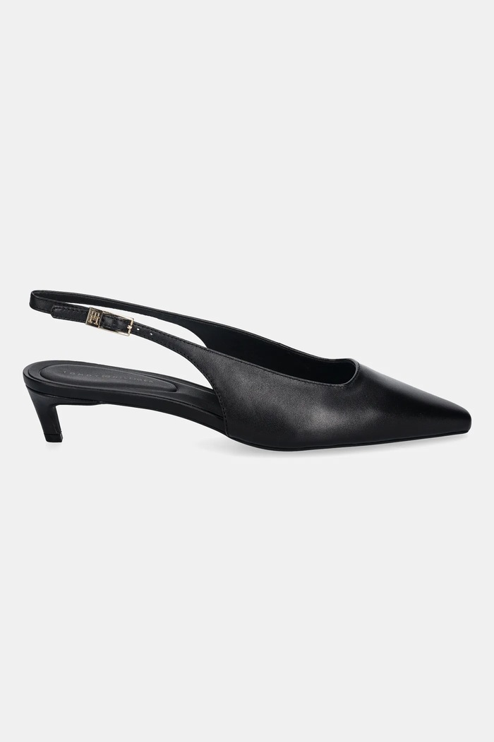 Tommy Hilfiger bőr tűsarkú TH BUCKLE SLINGBACK LOW PUMP FW0FW09009 fekete SS26