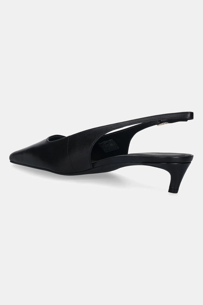 Cipők Tommy Hilfiger bőr tűsarkú TH BUCKLE SLINGBACK LOW PUMP FW0FW09009 fekete