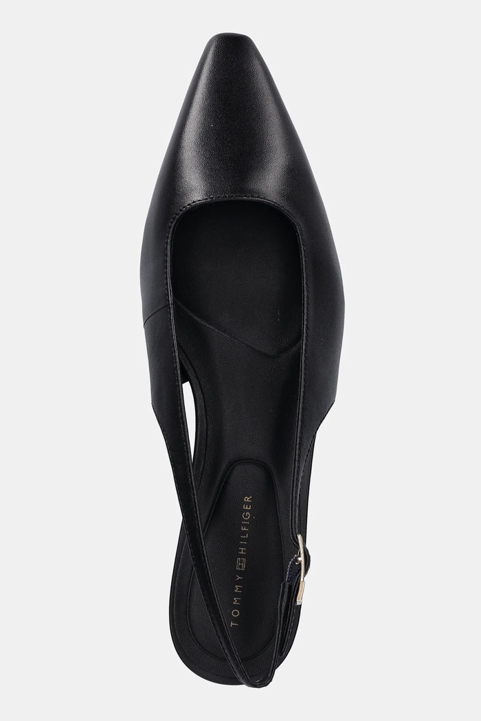 Tommy Hilfiger bőr tűsarkú TH BUCKLE SLINGBACK LOW PUMP fekete FW0FW09009