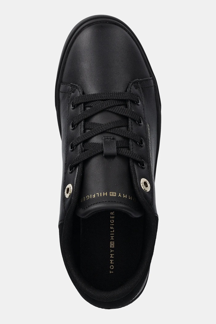 Kožené tenisky Tommy Hilfiger CASUAL CUPSOLE SNEAKER čierna FW0FW09020