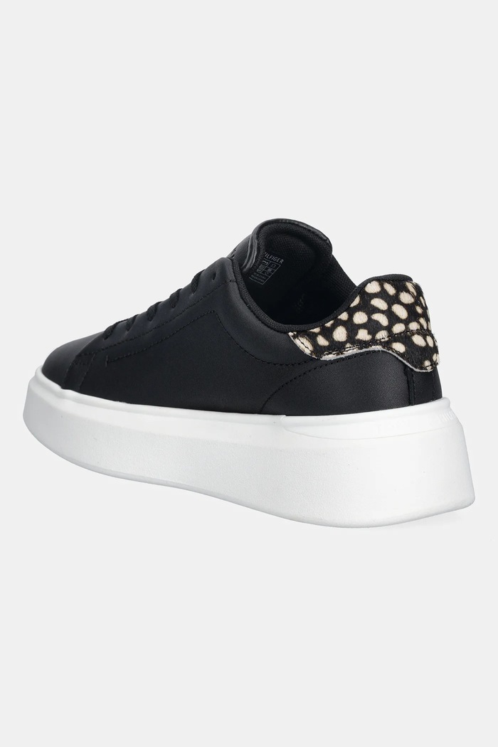 Obuwie Tommy Hilfiger sneakersy skórzane ANIMAL PRINT PLATFORM SNEAKER FW0FW09023 czarny