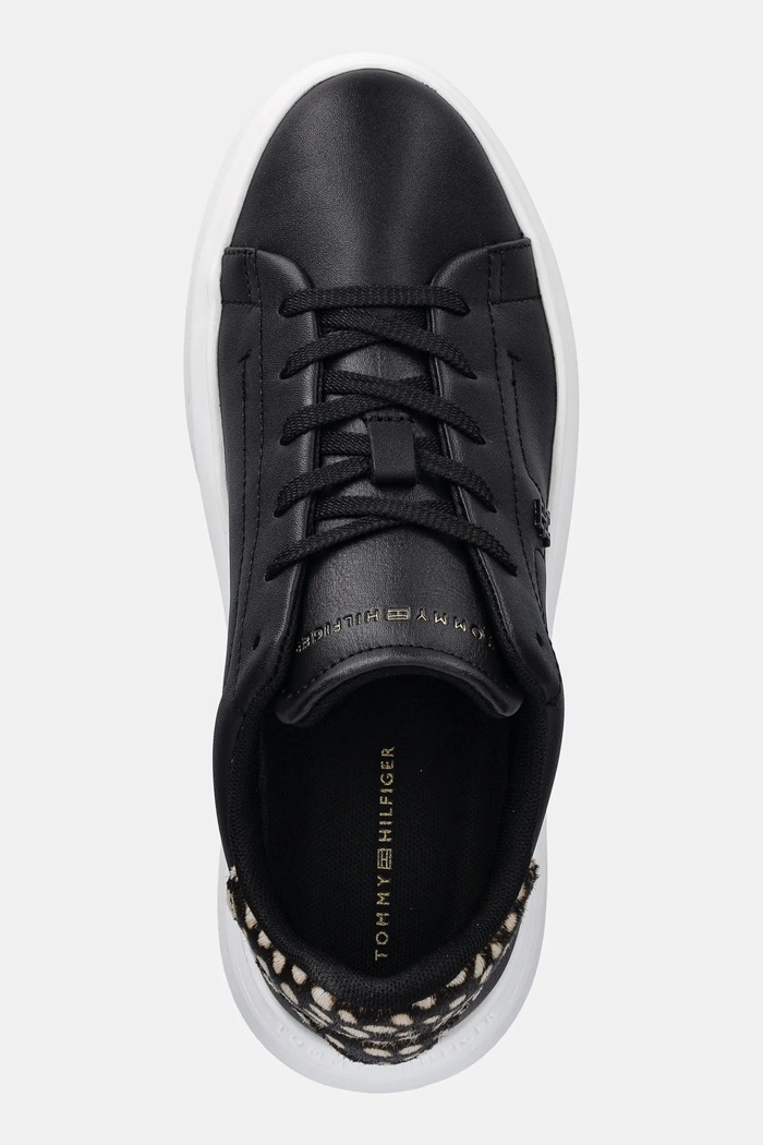 Tommy Hilfiger sneakersy skórzane ANIMAL PRINT PLATFORM SNEAKER czarny FW0FW09023