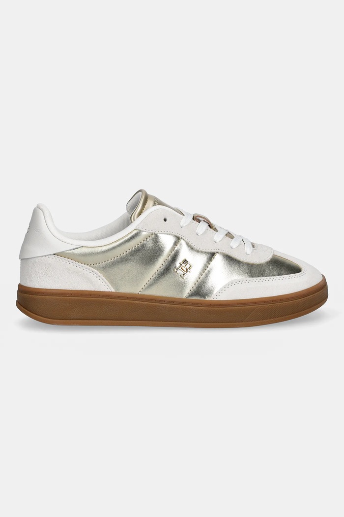 Tommy Hilfiger sneakersy skórzane MU JACKIE METALLIC FW0FW09026 beżowy SS26