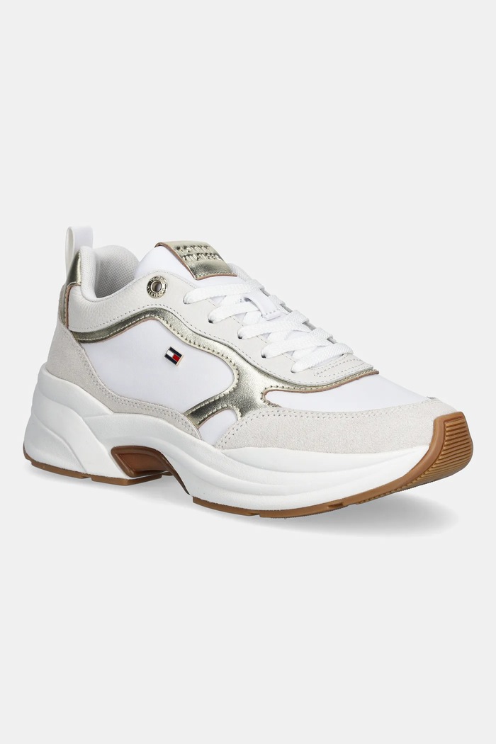 Кожени маратонки Tommy Hilfiger TH CHUNKY RUNNER METALLIC други бял FW0FW09204
