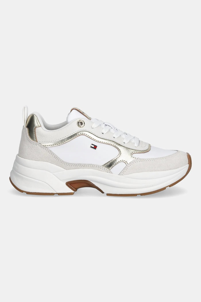 Кожени маратонки Tommy Hilfiger TH CHUNKY RUNNER METALLIC FW0FW09204 бял SS26