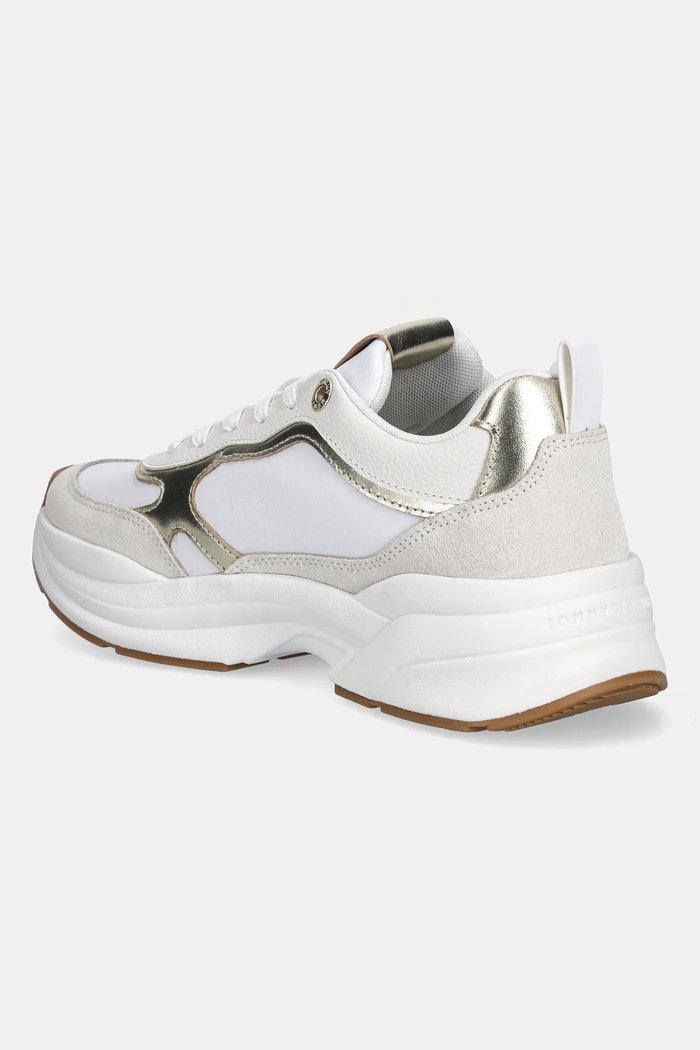 Обувки Кожени маратонки Tommy Hilfiger TH CHUNKY RUNNER METALLIC FW0FW09204 бял