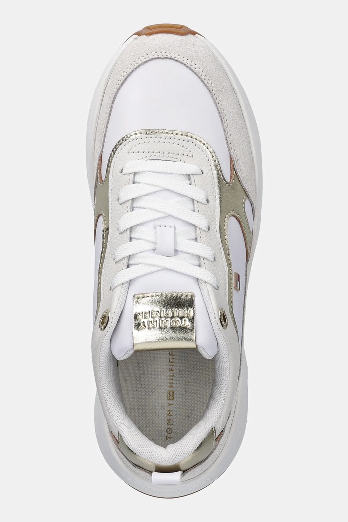 Кожени маратонки Tommy Hilfiger TH CHUNKY RUNNER METALLIC бял FW0FW09204