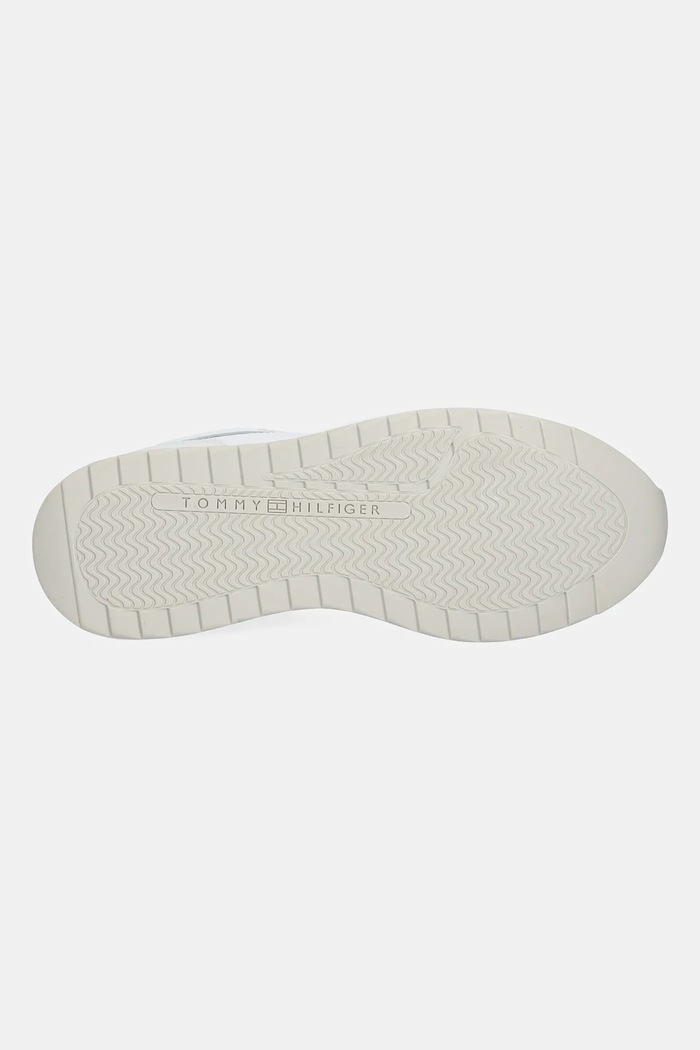 Tommy Hilfiger sneakers din piele MONOGRAM MIX MATERIAL RUNNER FW0FW09267 alb