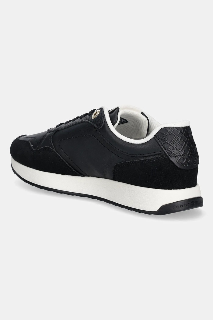 Cipők Tommy Hilfiger bőr sportcipő MONOGRAM MIX MATERIAL RUNNER FW0FW09267 fekete