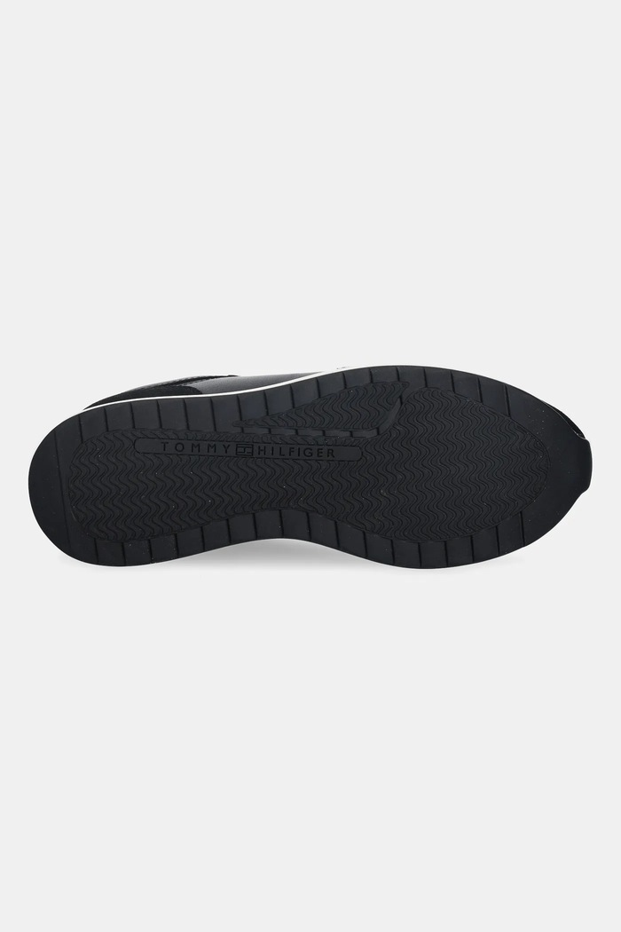 Tommy Hilfiger bőr sportcipő MONOGRAM MIX MATERIAL RUNNER FW0FW09267 fekete