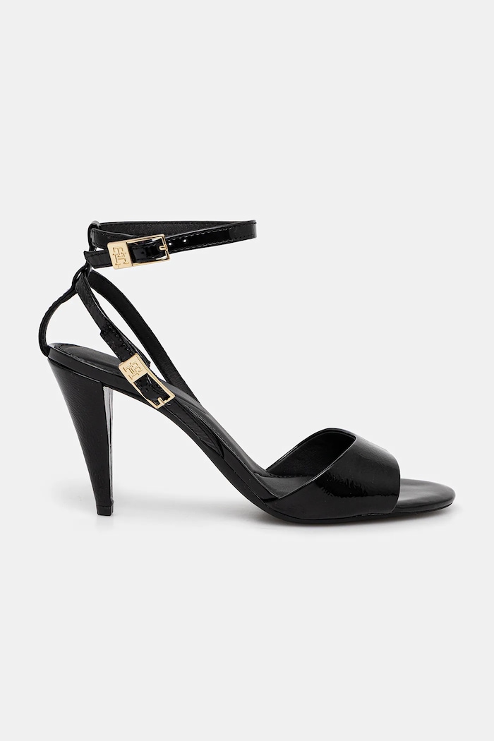 Kožené lodičky Tommy Hilfiger TH ELEGANT PATENT SANDAL FW0FW08961 čierna SS26