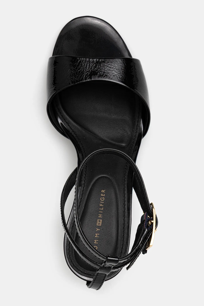 Kožené lodičky Tommy Hilfiger TH ELEGANT PATENT SANDAL čierna FW0FW08961