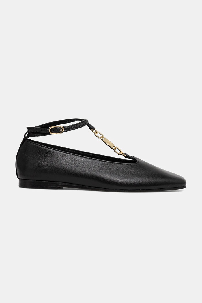 Δερμάτινες μπαλαρίνες Tommy Hilfiger TH-BAR CHAIN BALLET FW0FW09003 μαύρο SS26
