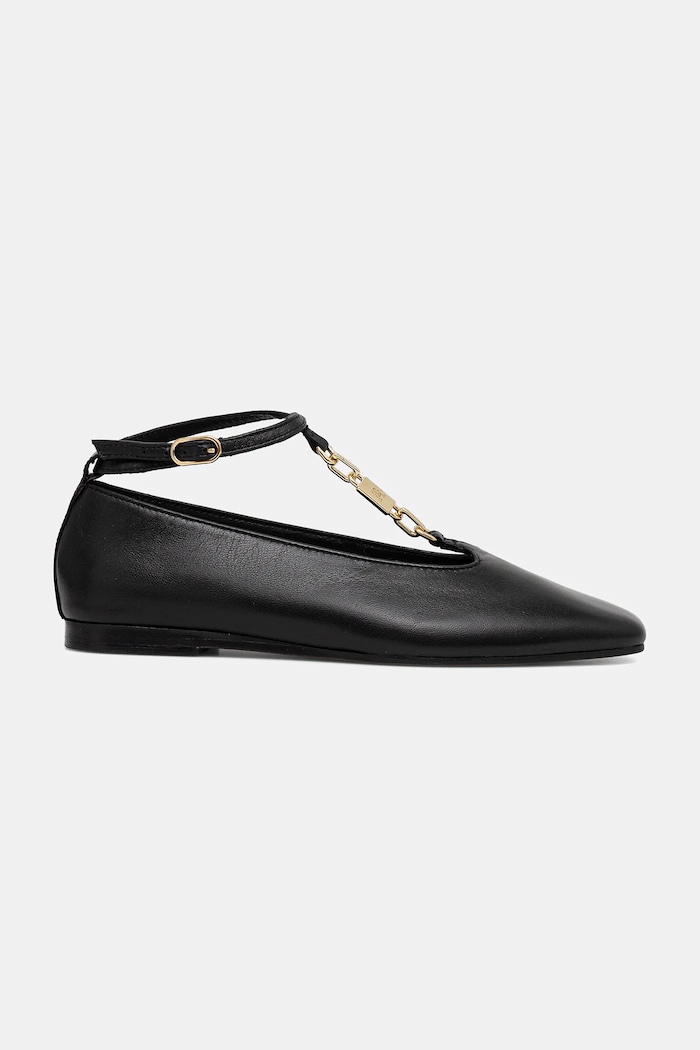 Δερμάτινες μπαλαρίνες Tommy Hilfiger TH-BAR CHAIN BALLET FW0FW09003 μαύρο SS26