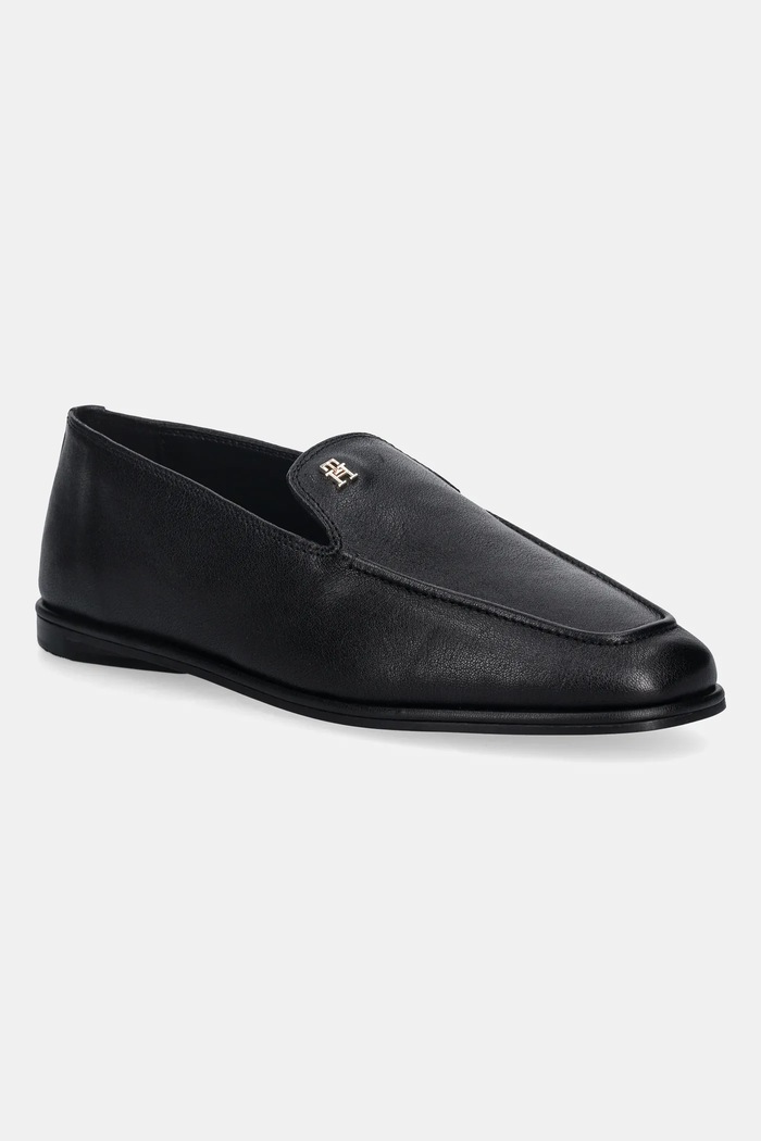 Tommy Hilfiger bőr mokaszin TH LEATHER LOAFER nappa bőr fekete FW0FW09319
