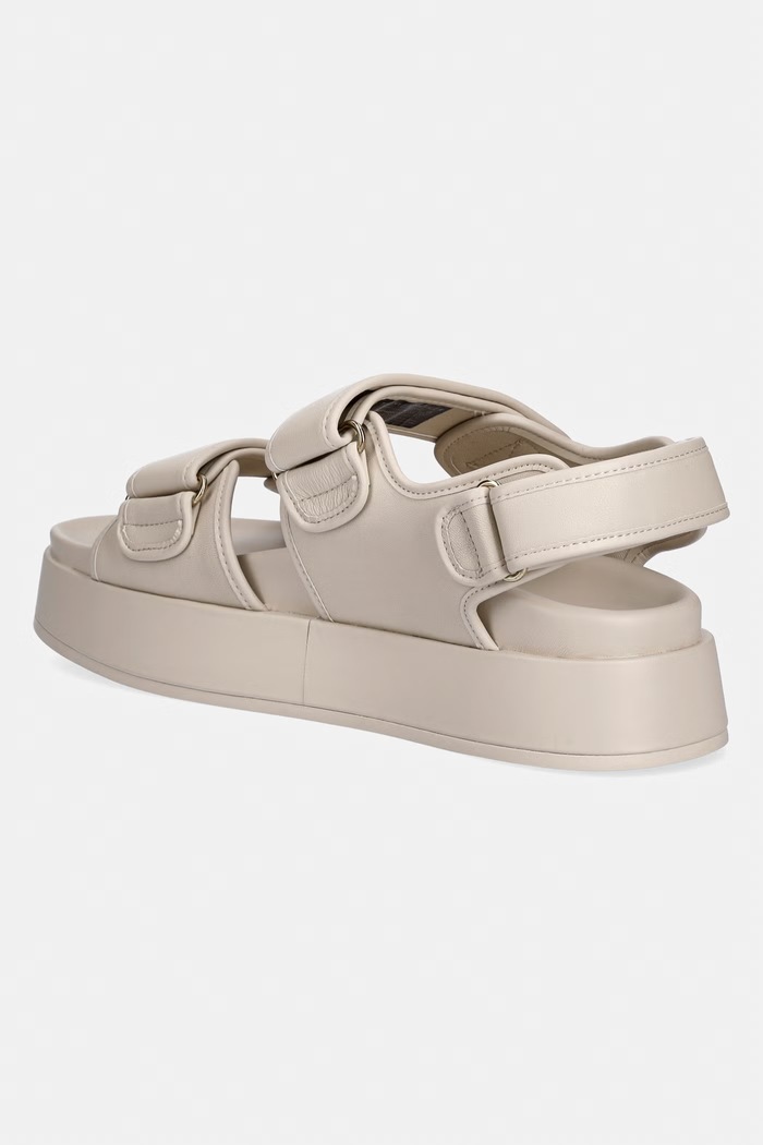 Încălțăminte Tommy Hilfiger sandale cu platformă pentru femei, din piele LEATHER SPORTY PLATFORM SANDAL FW0FW09119 bej