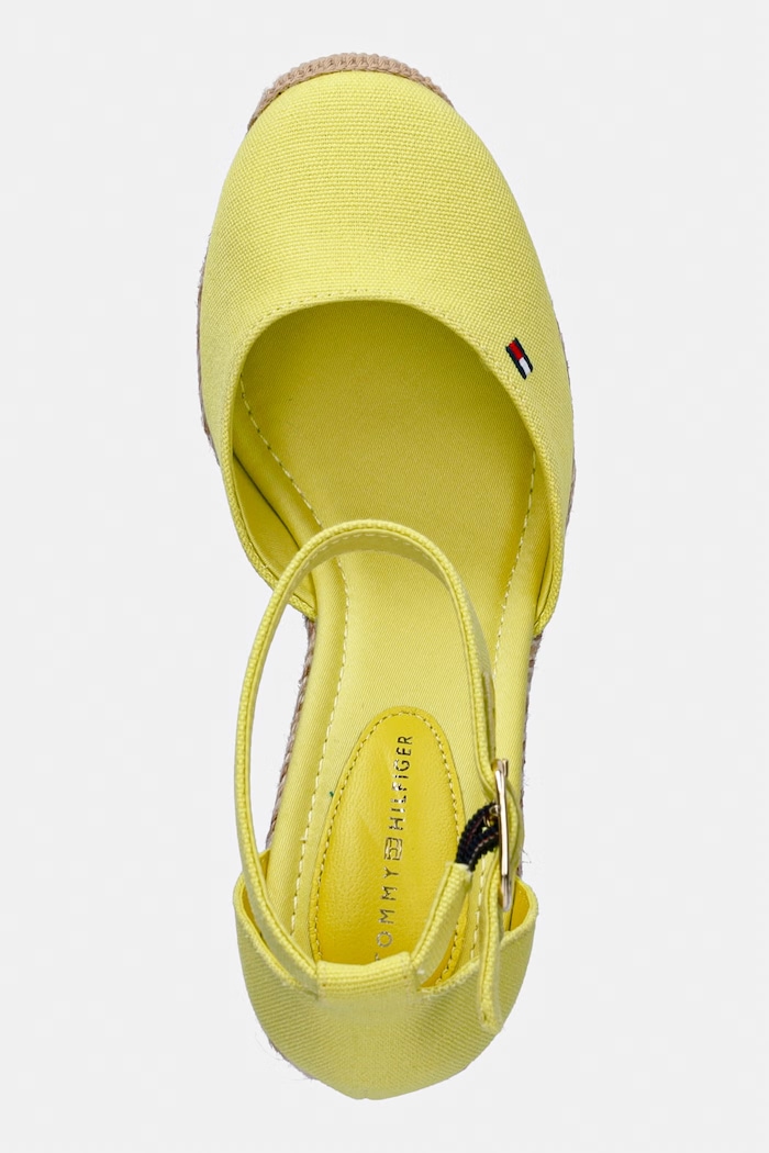 Tommy Hilfiger espadryle na koturnie damskie FLAG HIGH WEDGE ESPAD CLOSED TOE żółty FW0FW09225