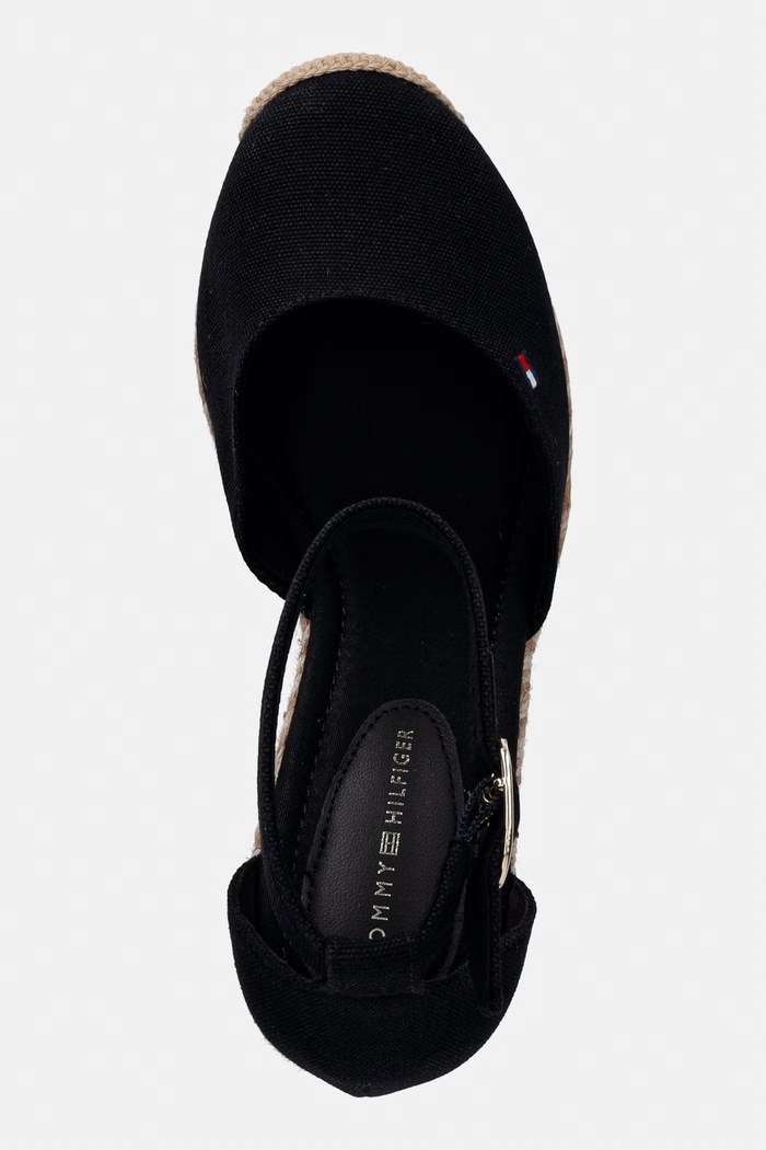 Tommy Hilfiger espadrile wedges pentru femei FLAG HIGH WEDGE ESPAD CLOSED TOE negru FW0FW09225