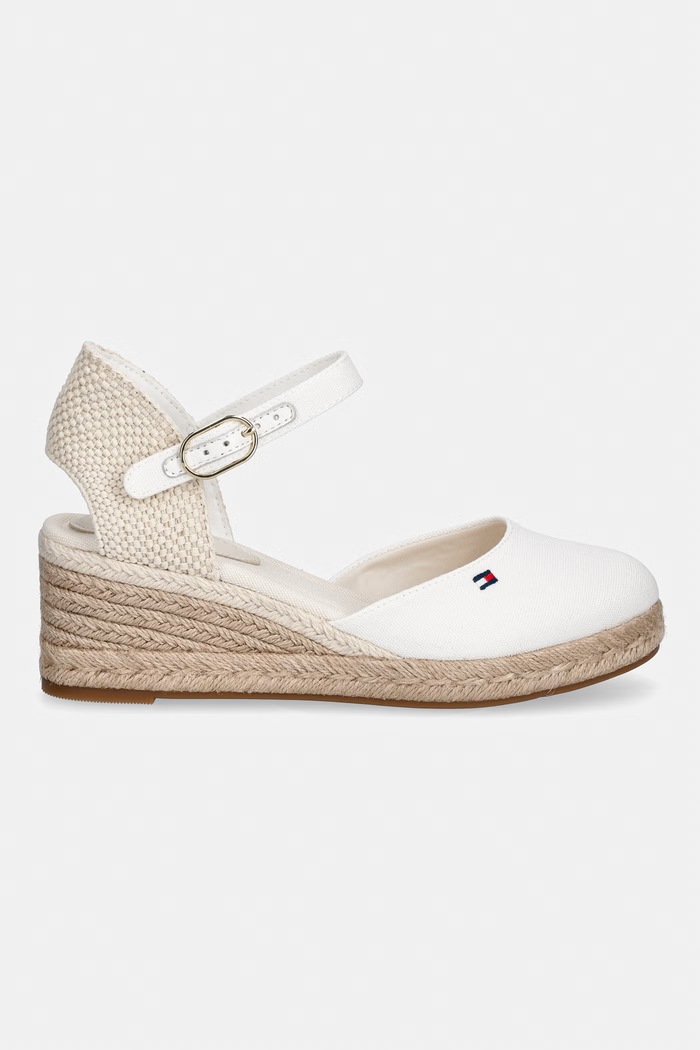 Tommy Hilfiger dámske espadrilky na platforme MID WEDGE ESPAD CLOSED TOE FW0FW09233 biela SS26
