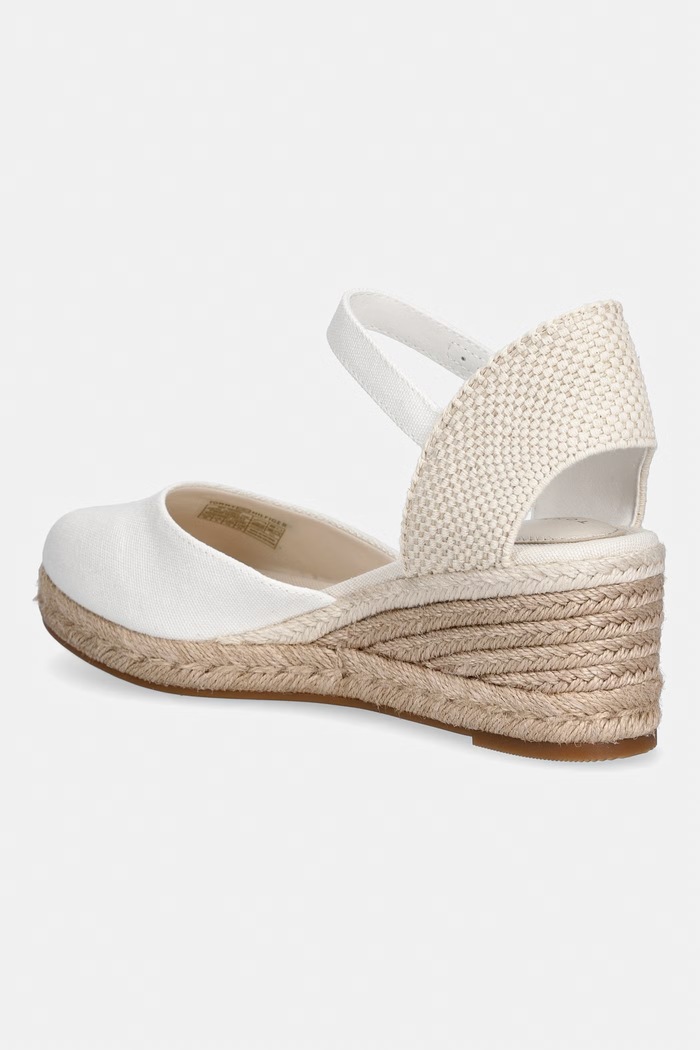 Obuv Tommy Hilfiger dámske espadrilky na platforme MID WEDGE ESPAD CLOSED TOE FW0FW09233 biela