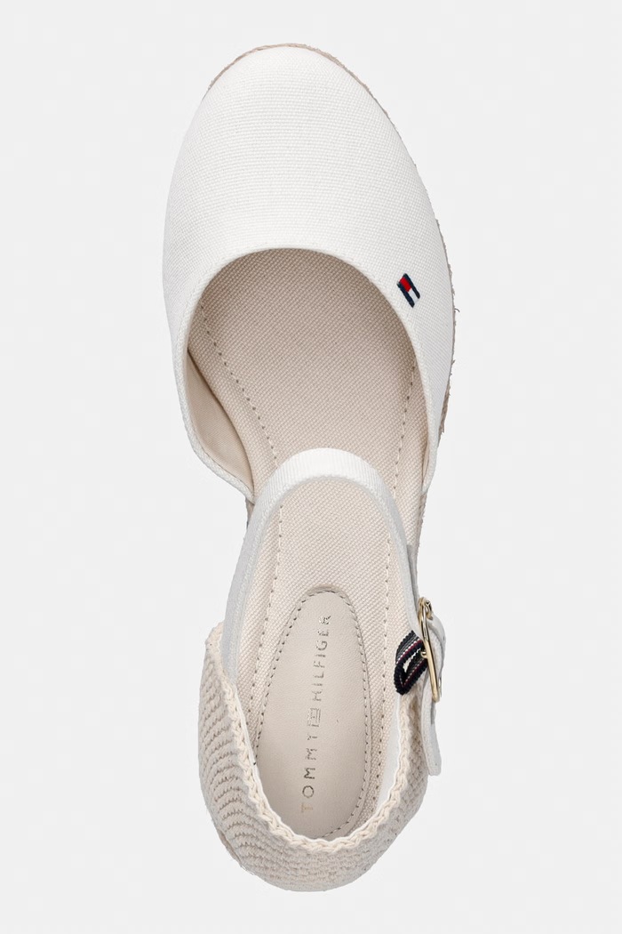Tommy Hilfiger dámske espadrilky na platforme MID WEDGE ESPAD CLOSED TOE biela FW0FW09233