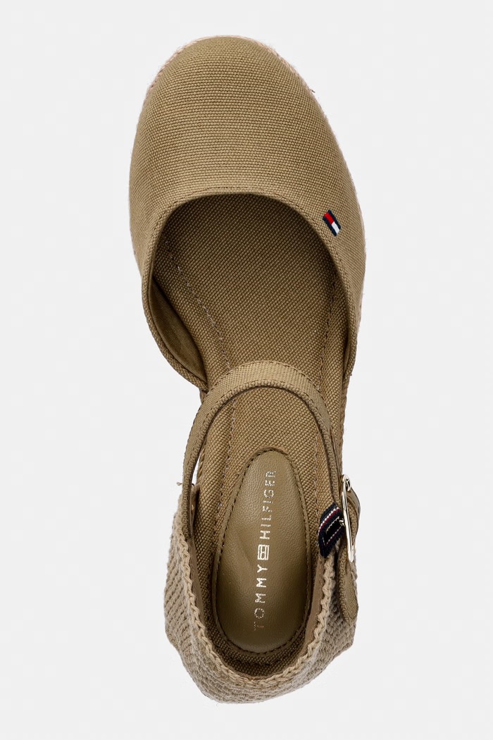 Tommy Hilfiger dámske espadrilky na platforme MID WEDGE ESPAD CLOSED TOE zelená FW0FW09233