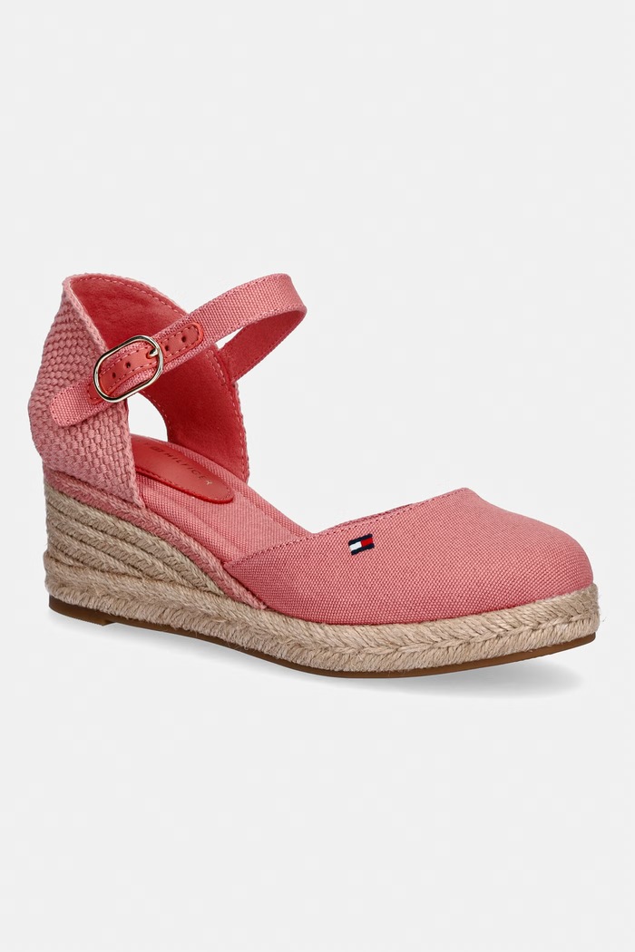 Tommy Hilfiger dámske espadrilky na platforme MID WEDGE ESPAD CLOSED TOE ružová FW0FW09233