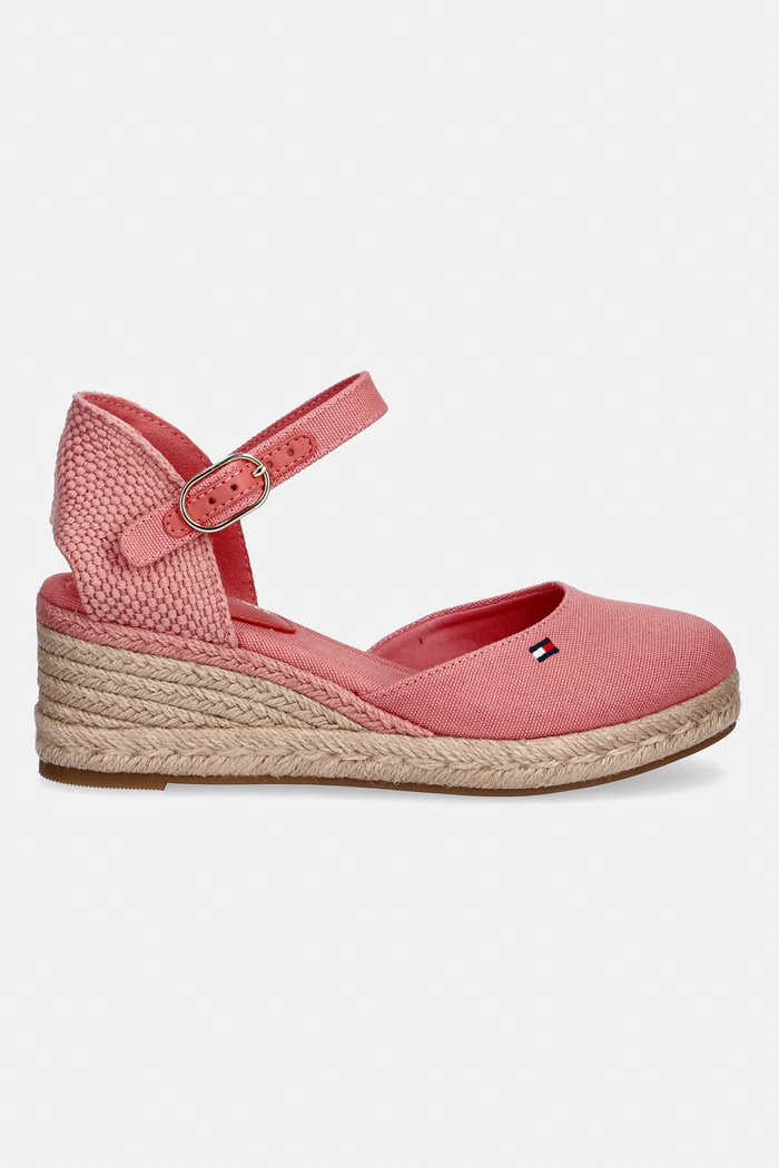 Tommy Hilfiger dámske espadrilky na platforme MID WEDGE ESPAD CLOSED TOE FW0FW09233 ružová SS26