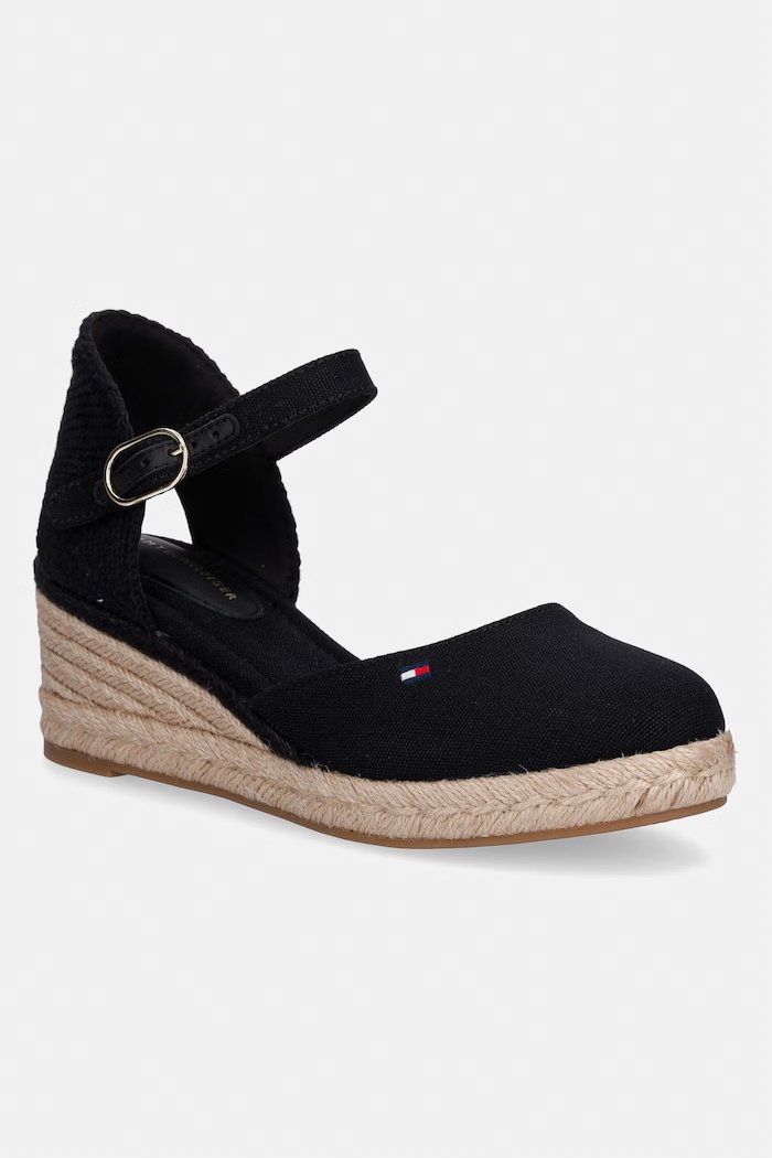 Tommy Hilfiger dámske espadrilky MID WEDGE ESPAD CLOSED TOE čierna FW0FW09233