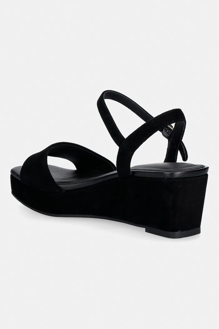Obuv Semišové sandále na platforme Tommy Hilfiger SUEDE WRAPPED MID WEDGE FW0FW09235 čierna