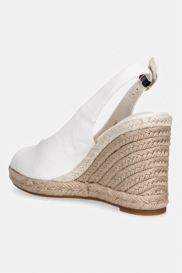 Încălțăminte Tommy Hilfiger sandale wedges FLAG HIGH WEDGE ESPAD SLINGBACK FW0FW09343 alb