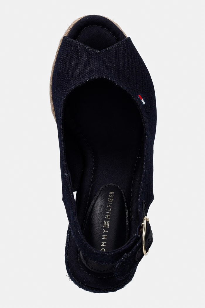 Tommy Hilfiger sandały na koturnie FLAG HIGH WEDGE ESPAD SLINGBACK granatowy FW0FW09343