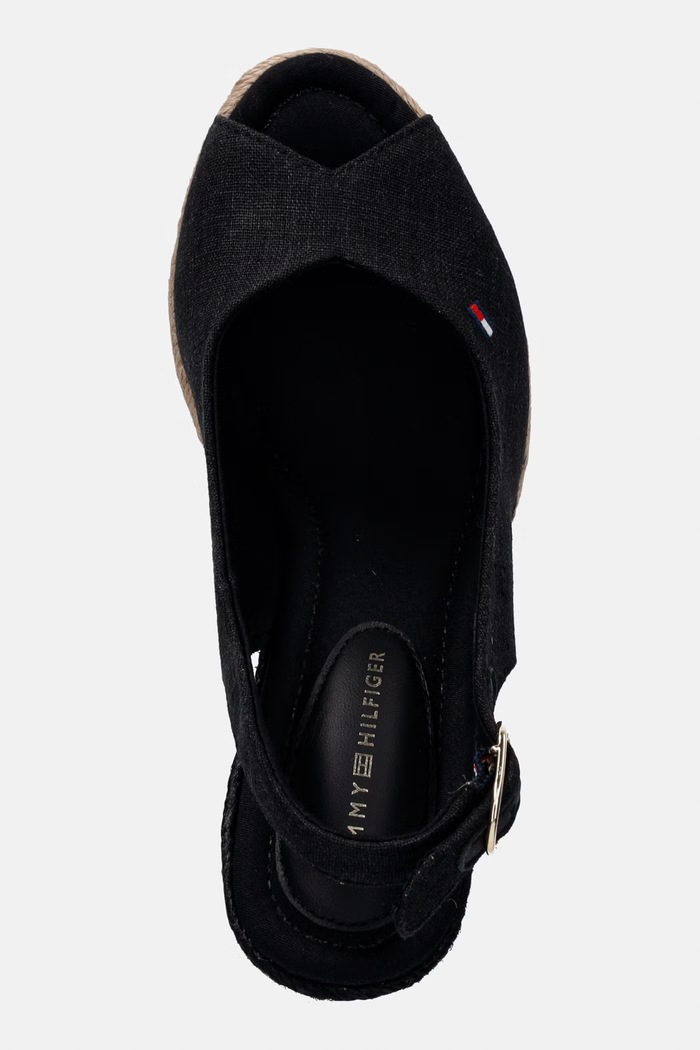Tommy Hilfiger sandały na koturnie FLAG HIGH WEDGE ESPAD SLINGBACK czarny FW0FW09343