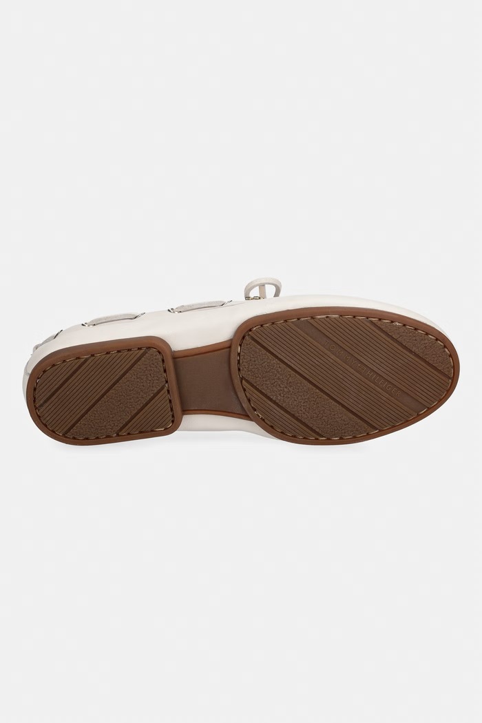 Tommy Hilfiger mokasyny damskie skórzane TH SLEEK LEATHER BOAT SHOE FW0FW09148 beżowy