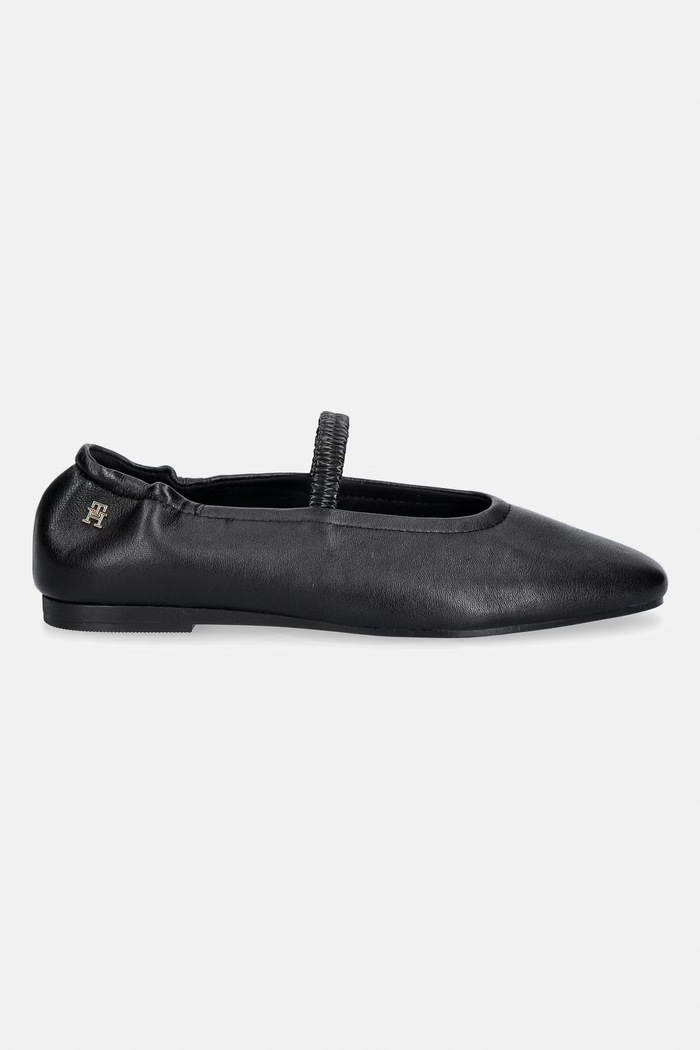 Tommy Hilfiger balerini din piele SOFT LEATHER ELLASTIC BALLERINA FW0FW09245 negru SS26
