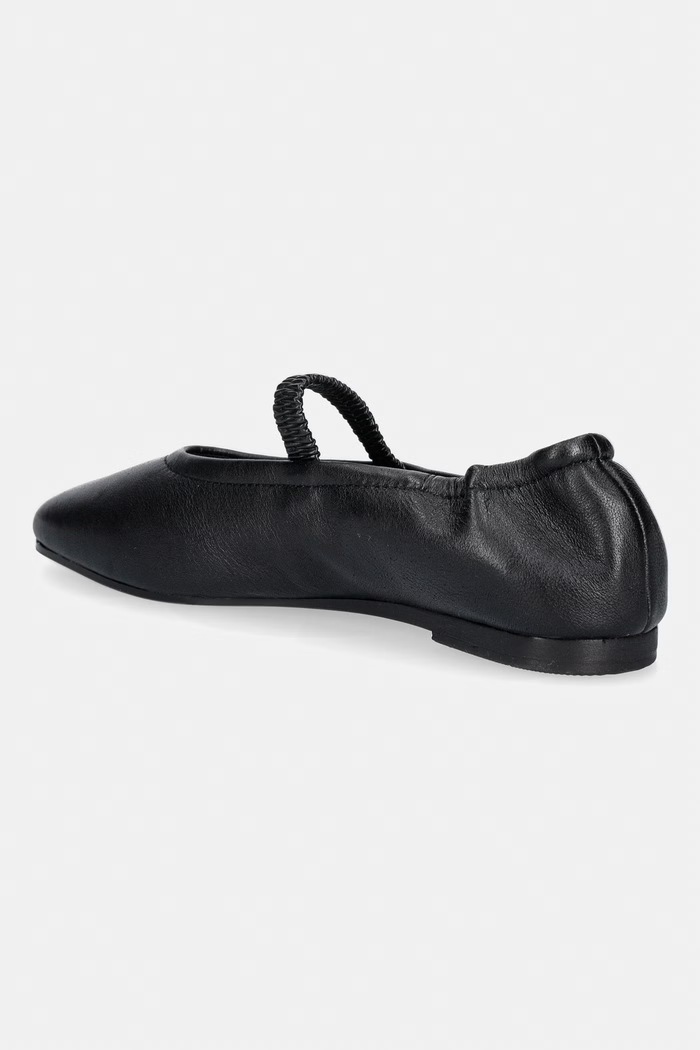 Încălțăminte Tommy Hilfiger balerini din piele SOFT LEATHER ELLASTIC BALLERINA FW0FW09245 negru