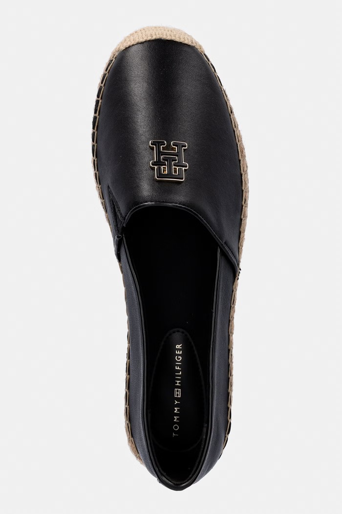 Tommy Hilfiger espadrilky dámske TH LOGO LEATHER ESPADRILLE čierna FW0FW09246